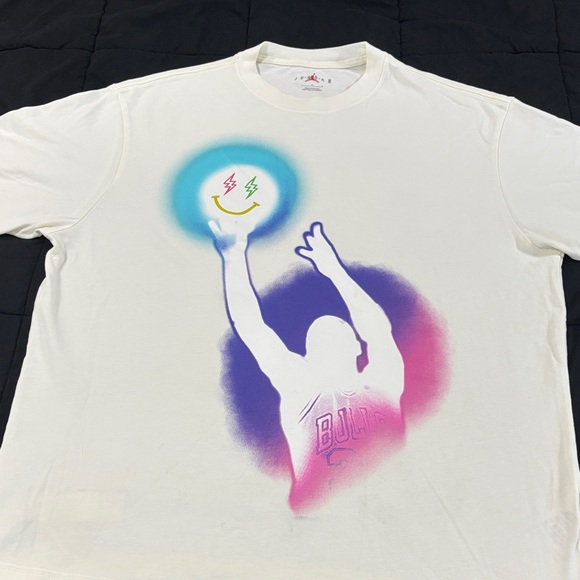 Jordan by J Balvin Cream T-Shirt with Red Logo - Picture 1 of 6